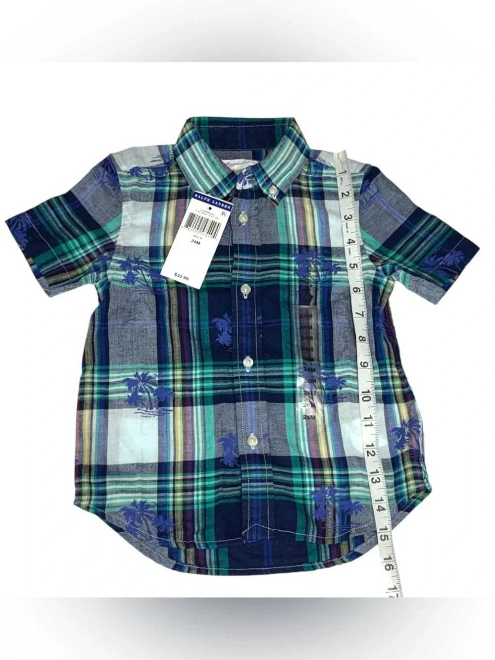NEW Boys Ralph Lauren Hawaiian Palm Trees Polo Shirt 24 Months Button